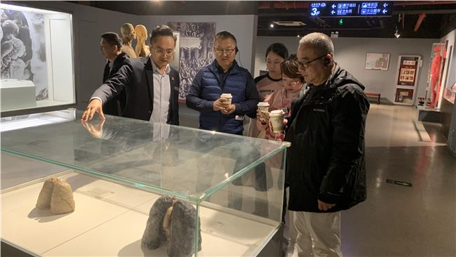 参观人体世界展厅，高馆长介绍标本在科普、科研上的使用